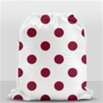 Polka Dots - Burgundy Red on White Drawstring Bag (Small)