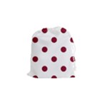 Polka Dots - Burgundy Red on White Drawstring Pouch (S)