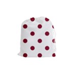 Polka Dots - Burgundy Red on White Drawstring Pouch (M)