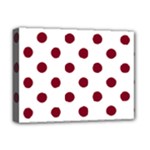 Polka Dots - Burgundy Red on White Deluxe Canvas 16  x 12  (Stretched)