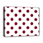 Polka Dots - Burgundy Red on White Deluxe Canvas 20  x 16  (Stretched)