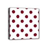 Polka Dots - Burgundy Red on White Mini Canvas 4  x 4  (Stretched)