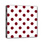 Polka Dots - Burgundy Red on White Mini Canvas 6  x 6  (Stretched)