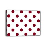 Polka Dots - Burgundy Red on White Mini Canvas 7  x 5  (Stretched)