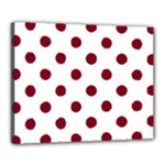 Polka Dots - Burgundy Red on White Canvas 20  x 16  (Stretched)