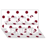 Polka Dots - Burgundy Red on White Best Friends 3D Greeting Card (8x4)