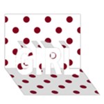 Polka Dots - Burgundy Red on White GIRL 3D Greeting Card (7x5)