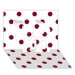 Polka Dots - Burgundy Red on White LOVE 3D Greeting Card (7x5)