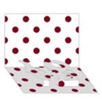 Polka Dots - Burgundy Red on White LOVE Bottom 3D Greeting Card (7x5)