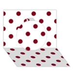 Polka Dots - Burgundy Red on White Circle 3D Greeting Card (7x5)