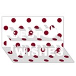 Polka Dots - Burgundy Red on White Best Wish 3D Greeting Card (8x4)