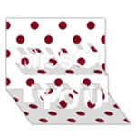 Polka Dots - Burgundy Red on White Miss You 3D Greeting Card (7x5)