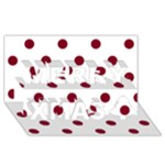 Polka Dots - Burgundy Red on White Merry Xmas 3D Greeting Card (8x4)