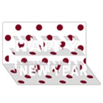 Polka Dots - Burgundy Red on White Happy New Year 3D Greeting Card (8x4)