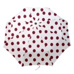 Polka Dots - Burgundy Red on White Folding Umbrella