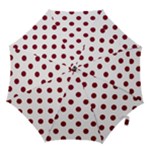 Polka Dots - Burgundy Red on White Hook Handle Umbrella (Medium)