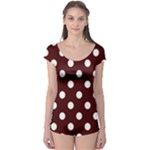 Polka Dots - White on Bulgarian Rose Red Boyleg Leotard (Ladies)