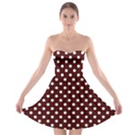 Polka Dots - White on Bulgarian Rose Red Strapless Bra Top Dress