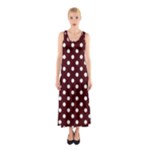 Polka Dots - White on Bulgarian Rose Red Full Print Maxi Dress