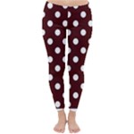 Polka Dots - White on Bulgarian Rose Red Winter Leggings