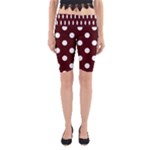 Polka Dots - White on Bulgarian Rose Red Yoga Cropped Leggings
