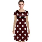 Polka Dots - White on Bulgarian Rose Red Cap Sleeve Nightdress