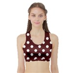 Polka Dots - White on Bulgarian Rose Red Women s Sports Bra with Border