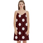 Polka Dots - White on Bulgarian Rose Red Women s Reversible Sports Bra with Border