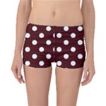 Polka Dots - White on Bulgarian Rose Red Boyleg Bikini Bottoms