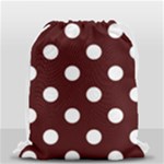 Polka Dots - White on Bulgarian Rose Red Drawstring Bag (Small)
