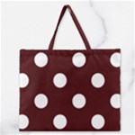 Polka Dots - White on Bulgarian Rose Red Zipper Large Tote Bag