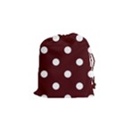 Polka Dots - White on Bulgarian Rose Red Drawstring Pouch (S)