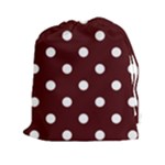Polka Dots - White on Bulgarian Rose Red Drawstring Pouch (XXl)