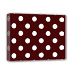 Polka Dots - White on Bulgarian Rose Red Deluxe Canvas 14  x 11  (Stretched)
