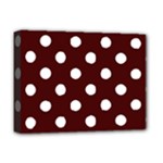 Polka Dots - White on Bulgarian Rose Red Deluxe Canvas 16  x 12  (Stretched)