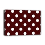 Polka Dots - White on Bulgarian Rose Red Deluxe Canvas 18  x 12  (Stretched)