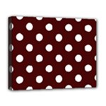 Polka Dots - White on Bulgarian Rose Red Deluxe Canvas 20  x 16  (Stretched)