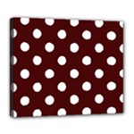 Polka Dots - White on Bulgarian Rose Red Deluxe Canvas 24  x 20  (Stretched)