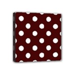 Polka Dots - White on Bulgarian Rose Red Mini Canvas 4  x 4  (Stretched)