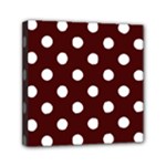 Polka Dots - White on Bulgarian Rose Red Mini Canvas 6  x 6  (Stretched)