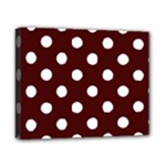 Polka Dots - White on Bulgarian Rose Red Canvas 10  x 8  (Stretched)