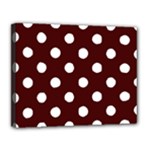 Polka Dots - White on Bulgarian Rose Red Canvas 14  x 11  (Stretched)