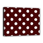 Polka Dots - White on Bulgarian Rose Red Canvas 16  x 12  (Stretched)