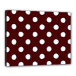 Polka Dots - White on Bulgarian Rose Red Canvas 20  x 16  (Stretched)