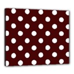 Polka Dots - White on Bulgarian Rose Red Canvas 24  x 20  (Stretched)