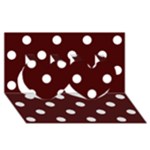 Polka Dots - White on Bulgarian Rose Red Twin Hearts 3D Greeting Card (8x4)