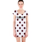 Polka Dots - Bulgarian Rose Red on White Short Sleeve Bodycon Dress
