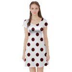 Polka Dots - Bulgarian Rose Red on White Short Sleeve Skater Dress