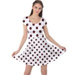 Polka Dots - Bulgarian Rose Red on White Cap Sleeve Dress