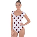 Polka Dots - Bulgarian Rose Red on White Short Sleeve Leotard (Ladies)